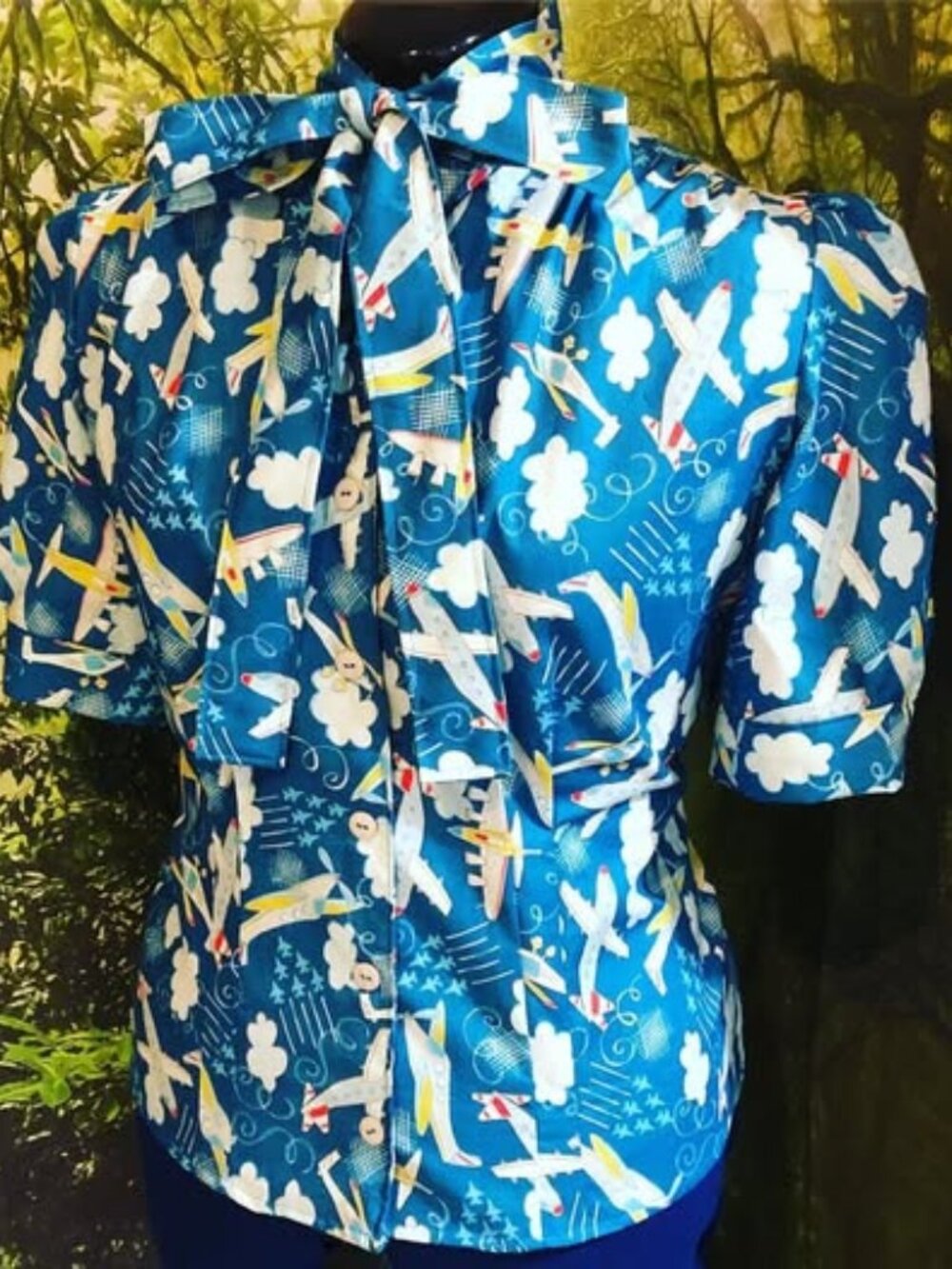 EUC Ains & Elke StyleHaus Custom Lisa Airplane blouse ✈️